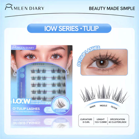 MLEN DIARY Bulu Mata I.O.W Seri Tulip Bulu Mata Kolaborasir Eksklusif 6D Extensions Bulu Mata Palsu Korea Extension