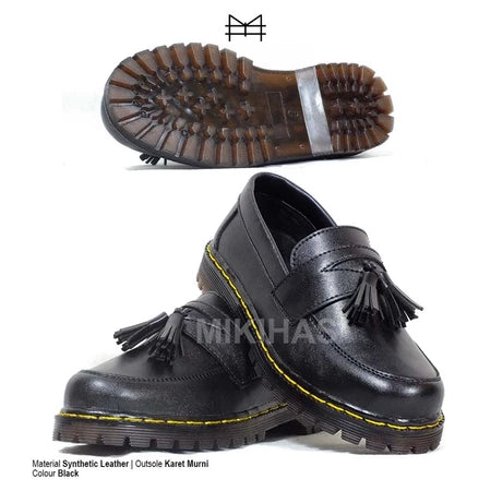 Mikihas - Sepatu Loafers Pria Original Formal Slip-On Kulit Hitam - Rey