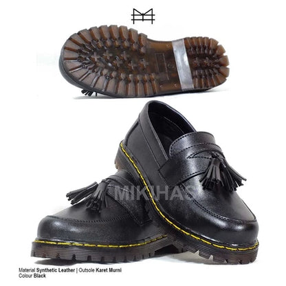 Mikihas - Sepatu Loafers Pria Original Formal Slip-On Kulit Hitam - Rey