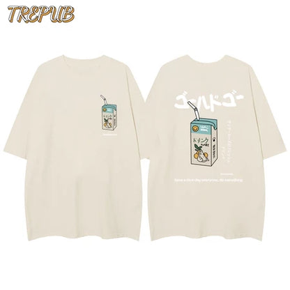 TREPUB.T-shirt Oversize Drink box Baju Kaos Korean Style | Pria Wanita /129