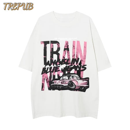 T-shirt Oversize Pink Ink Letters Baju Kaos Korean Style | Pria Wanita /149