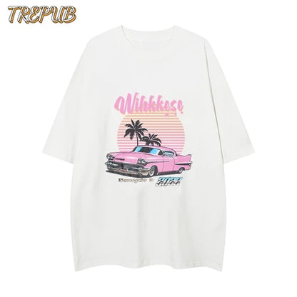 T-shirt Oversize Pink Ink Letters Baju Kaos Korean Style | Pria Wanita /149