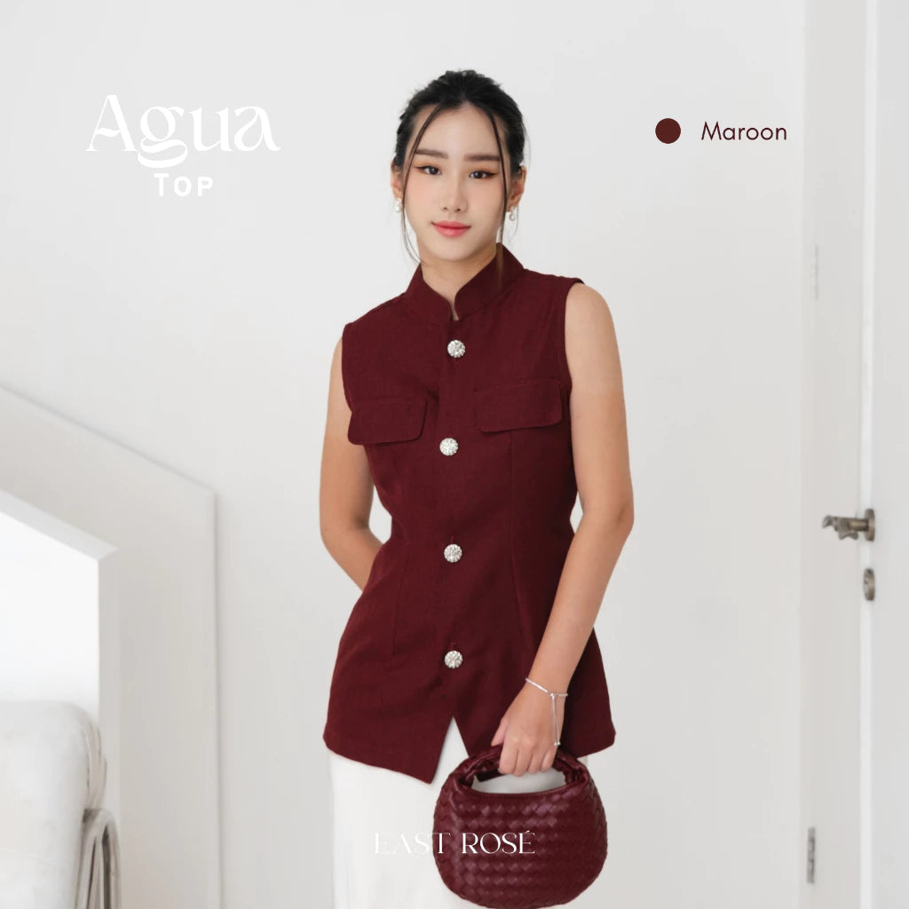 [EastRose] Agua Top | Atasan Wanita | Top Wanita | Kemeja Tanpa Lengan | Kemeja Wanita | Baju Imlek Wanita