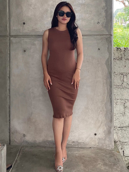 MIANABALI - VIA DRESS BODYCON | Bahan Rib | Bodycon Dress | dress polos