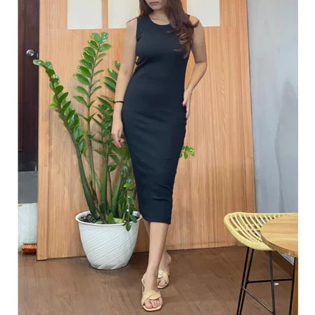 MIANABALI - VIA DRESS BODYCON | Bahan Rib | Bodycon Dress | dress polos