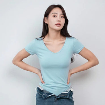 NZINGA Yebin Bodysuit Wanita l Atasan Wanita l Bodysuit Basic Lengan Pendek l Leher Bulat Wanita l Backless Bodysuit l l Ukuran S - XXL