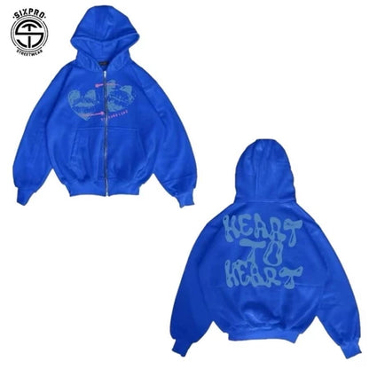 SIXPRO - Hoodie Boxy Zipper Elegance Biru Oversize Unisex Pria Wanita Termurah