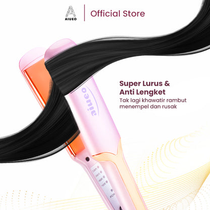 AIUEO Catokan Rambut Rosi 459 Catok Rambut 3in1 220°C Nano Silver Hair Straightener - Curly - Blow Warna Pink