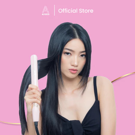 AIUEO Catokan Rambut 517 Dioda Alat Catok Rambut 3in1 Plat Kecil 35 Watt Kabel Putar Warna Pink