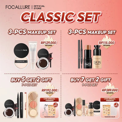[Hot Bundle]FOCALLURE Makeup Set 3/5/7PCS Bundle Lip tint Eyeshadow Foundation Eyeliner Blush Powder Mascara