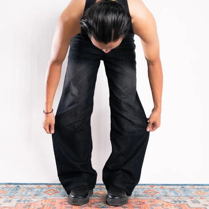 BOZRVK BAGGY JEANS - Celana Jeans Baggy Skena Wide Legs Loos Fit -Celana Gombrong - Baggy Pants - Nubie Black Series