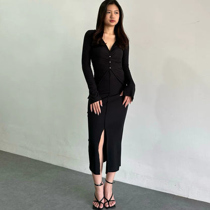 [ELEVENBASIC] HANNA KNIT SET | ONE SET LONG SLEEVE | SETELAN WANITA LENGAN PANJANG ROK & CELANA RAJUT