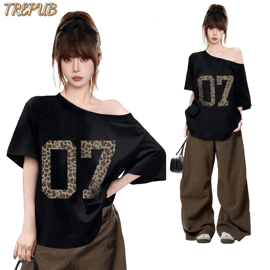 TREPUB.T-shirt Oversize leopard print 07 Baju Kaos Korean Style | Pria Wanita /381