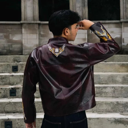 BOZRVK Sentinel Red Leather Jacket - Jaket Pria Classic & Modern