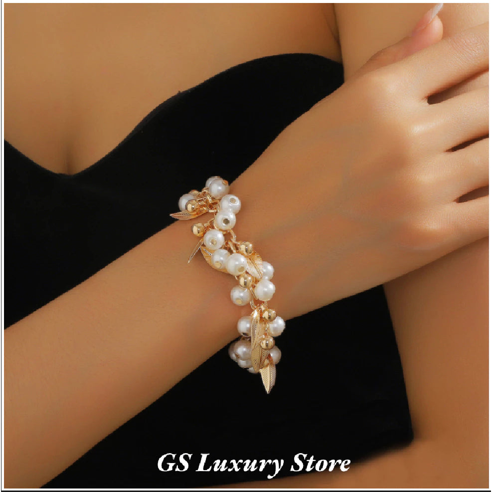 14 model Rantai Pesona Kristal Berwarna Gelang manik Multi-lapis Wanita Buatan Tangan Emas