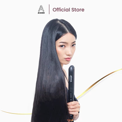 AIUEO Catokan Rambut Chia 8889 Catok Rambut 2 in 1 Hair Straightener and Curly Plat Keramik Untuk Rambut Kasar - Warna Hitam