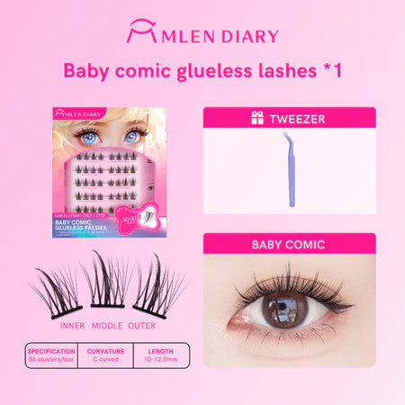 MLEN DIARY Baby Candy Bulu Mata Eyelash ExtensionTidak Perlu Lem Bulu Mata Bawah Natural 10-13mm Bulu Mata Eyelash Extension