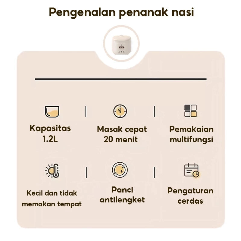 HAN RIVER Rice Cooker 1.2L Magic Com Smart cooker Penanak nasi HRRC02WT