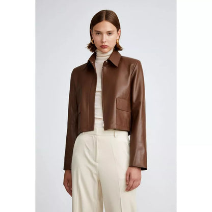 - Jacket Leather Wanita Outter crop