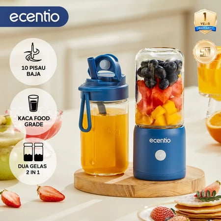 ecentio juicer portable 10 pisau juicer buah tanpa ampas 380ml+380ml blender jus buah juicer hand blender blender jus blender