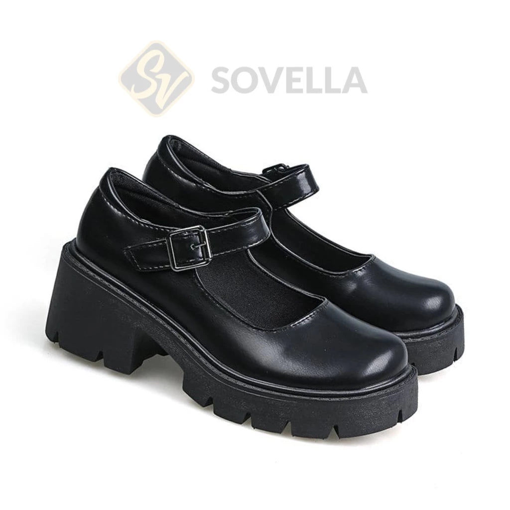 SOVELLA Thalia Sepatu Boots Kerja Wanita Hitam Putih