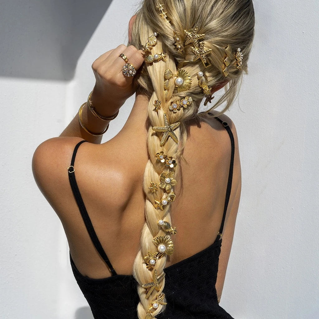 15 Model 18K Jepit Rambut Pin Set Eropa Style Hair Clip 2 In 1 Gold