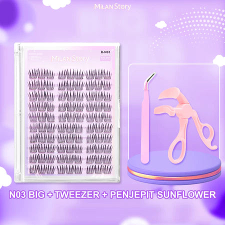 [BELI 1 DAPAT 3] MILAN STORY Paket BESAR+TWEEZER+PENJEPIT Bulu Mata Palsu Tempel Langsung Eyelash Lentik Extention | Eye Makeup