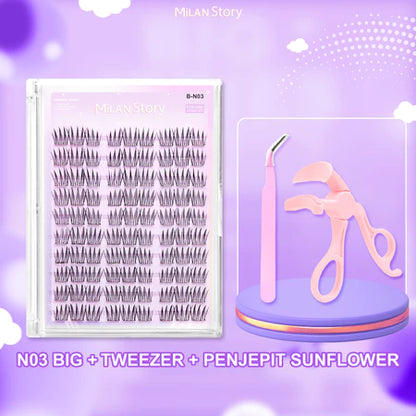 [BELI 1 DAPAT 3] MILAN STORY Paket BESAR+TWEEZER+PENJEPIT Bulu Mata Palsu Tempel Langsung Eyelash Lentik Extention | Eye Makeup