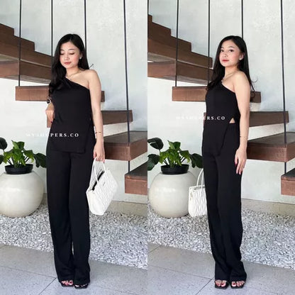 Joji One Set Tanktop Celana Panjang Setelan Rib Knit Premium Wanita
