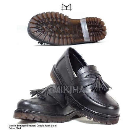 Mikihas - Sepatu Loafers Pria Original Formal Slip-On Kulit Hitam - Rey