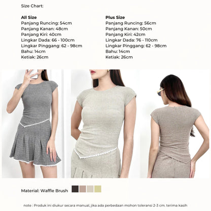 [GURLBUCKET] Medico Set / Top / Skirt / Atasan / Rok / Oneset Waffle Brush "Pakaian Wanita"