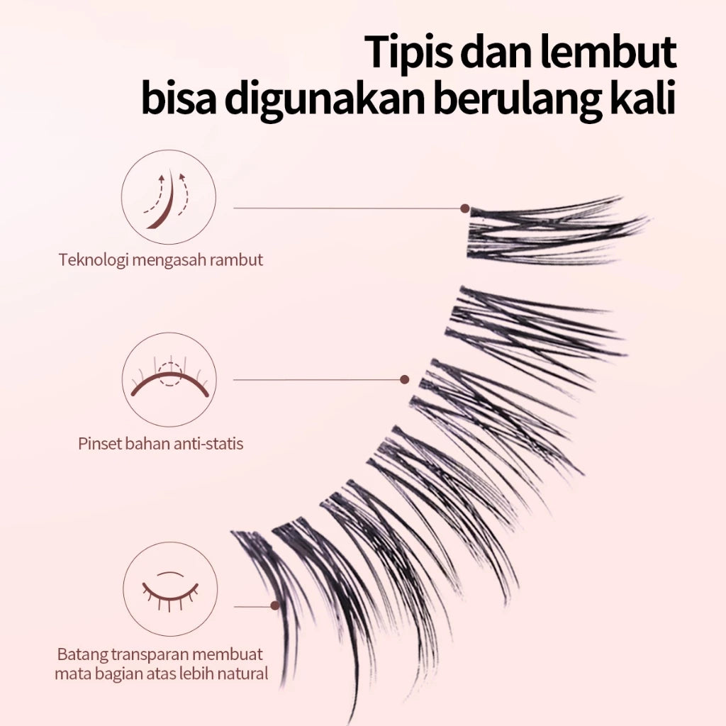 MLEN DIARY Bulu Mata Capacity 4 Pairs Contains Glue DIY bulu mata eyelash extension 1 paket Bulu Mata Palsu + lem Makeup Korea