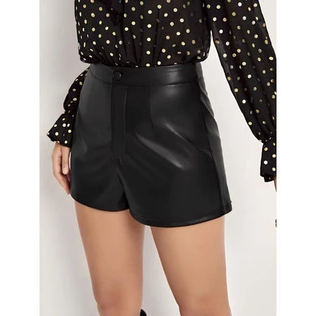 • CELENA KULIT PENDEK WANITA SHORT PANTS PU LEATHER HIGH WAIST