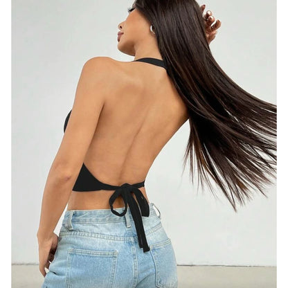 Helena top tanktop wanita backless scuba crop top atasan wanita