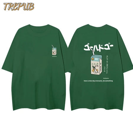 TREPUB.T-shirt Oversize Drink box Baju Kaos Korean Style | Pria Wanita /129