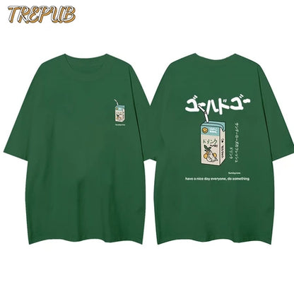 TREPUB.T-shirt Oversize Drink box Baju Kaos Korean Style | Pria Wanita /129