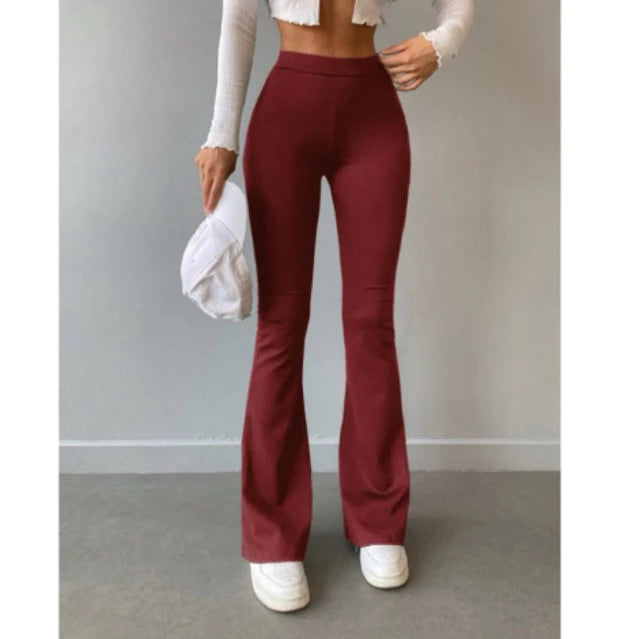 Jemmy pants | celana panjang knit wanita long cullote pants hightwaist loose flare cutbray basic pants rib knit