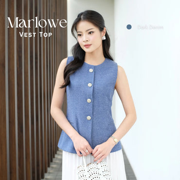 [EastRose] Marlowe Vest Top | Vest Top Wanita | Atasan Wanita Terbaru | Blouse Wanita | Kemeja Vest Wanita | Rompi Wanita | Vest