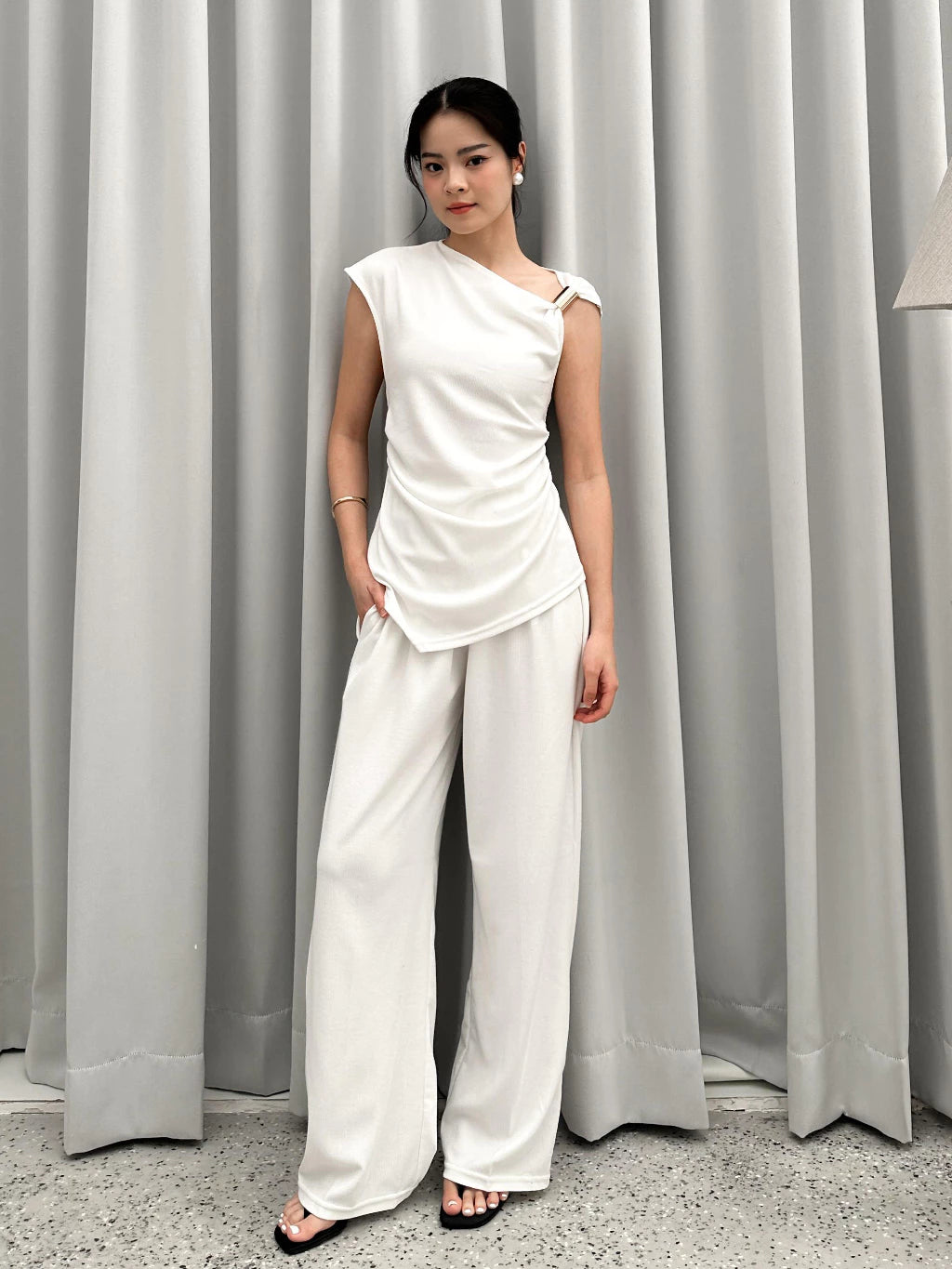 CLEEF KNIT SET / Setelan Wanita Casual Korean Knit Lengan Pendek Celana Panjang Kulot