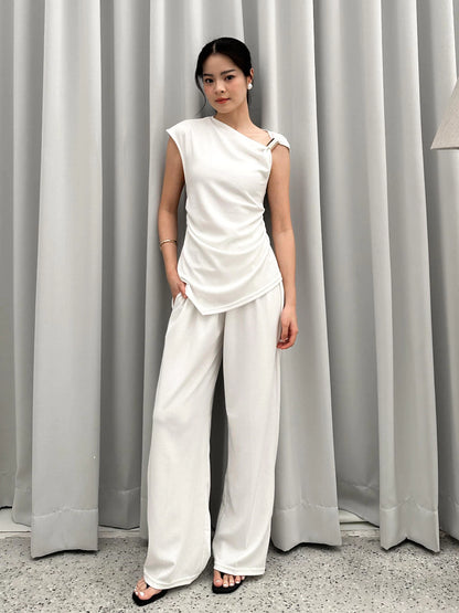 CLEEF KNIT SET / Setelan Wanita Casual Korean Knit Lengan Pendek Celana Panjang Kulot