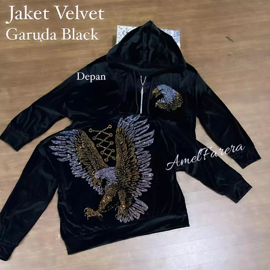 JAKET HOODIE VELVET BLING DAN BORDIR PREMIUM / JAKET VELVET VIRAL