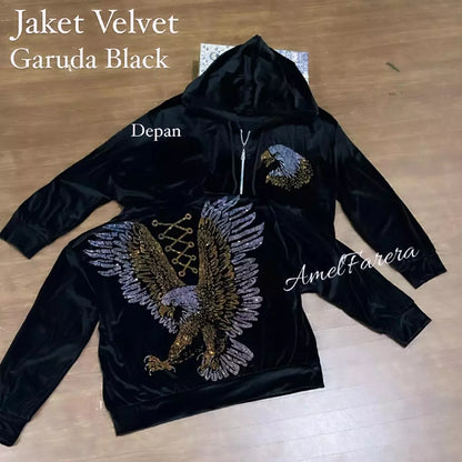 JAKET HOODIE VELVET BLING DAN BORDIR PREMIUM / JAKET VELVET VIRAL