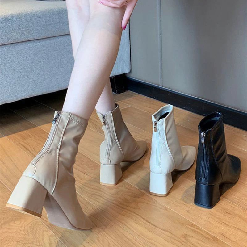 Boots Kulit Wanita Modern Fashion Casual Korean Style Terbaru - 0306