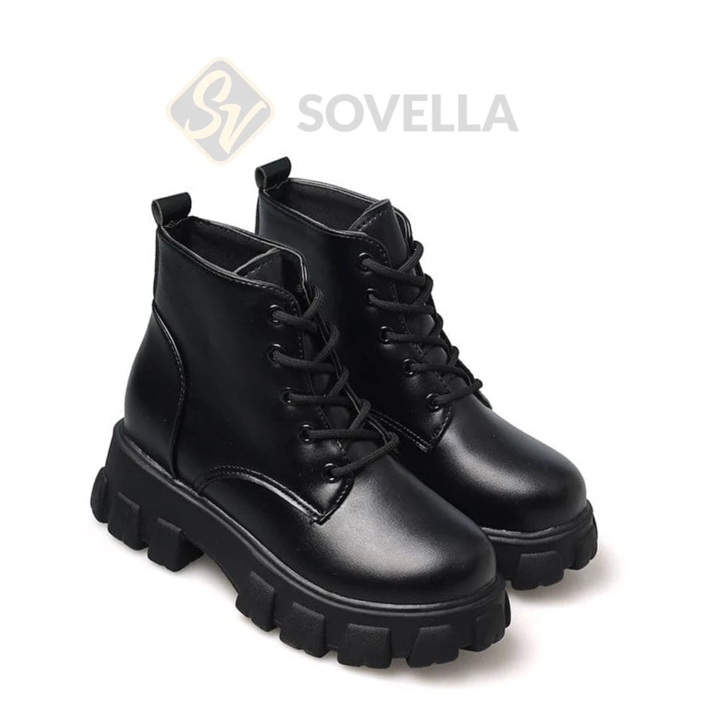 SOVELLA Thalia Sepatu Boots Kerja Wanita Hitam Putih