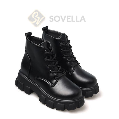 SOVELLA Thalia Sepatu Boots Kerja Wanita Hitam Putih