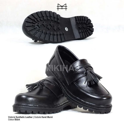 Mikihas - Sepatu Loafers Pria Original Formal Slip-On Kulit Hitam - Rey