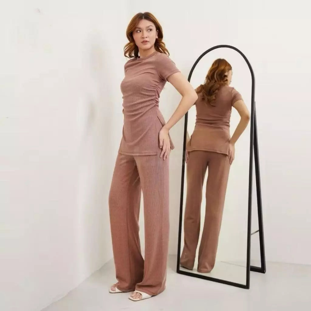ONESET KIMMY KNIT RIB / SETELAN WANITA KOREAN STYLE / ONE SET BAJU MUSLIM RAJUT ATASAN BAWAHAN FASHION WANITA /