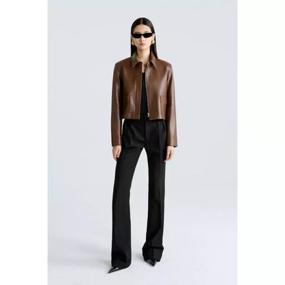 - Jacket Leather Wanita Outter crop