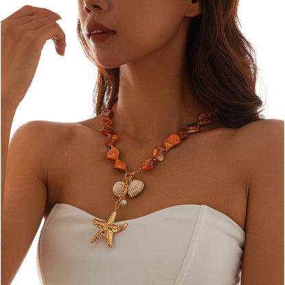 Ready Aksesori Kalung Setelan Serbaguna Bintang Laut Gaya Laut Rantai Tulang Selangka Kerang Liburan Pant