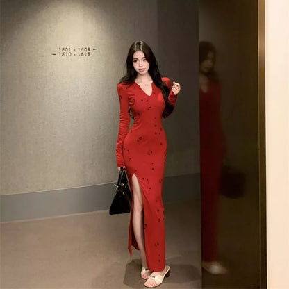 YIMITA midi dress korean style formal simple elegan wanita kekinian pantai press body terbaru 2026 casual plus size lebaran